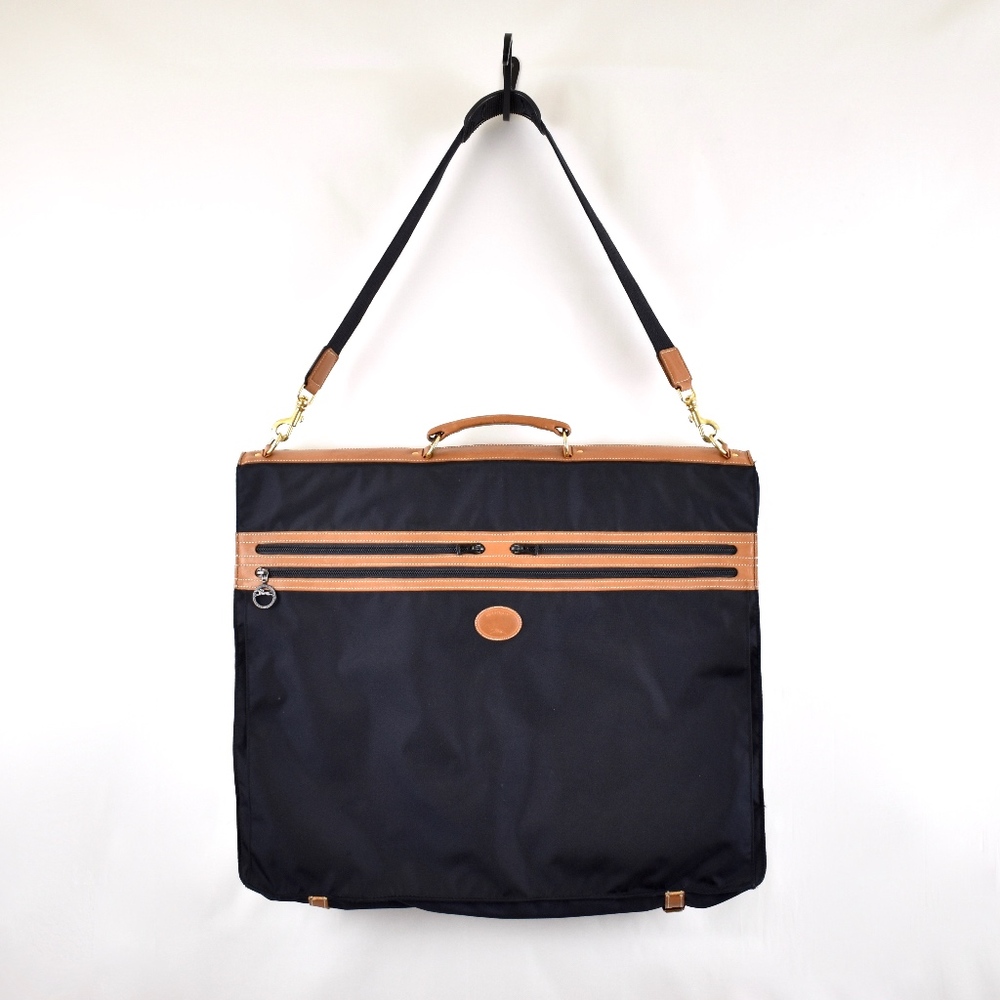 Longchamp Leather Trim Black Travel Garment Bag